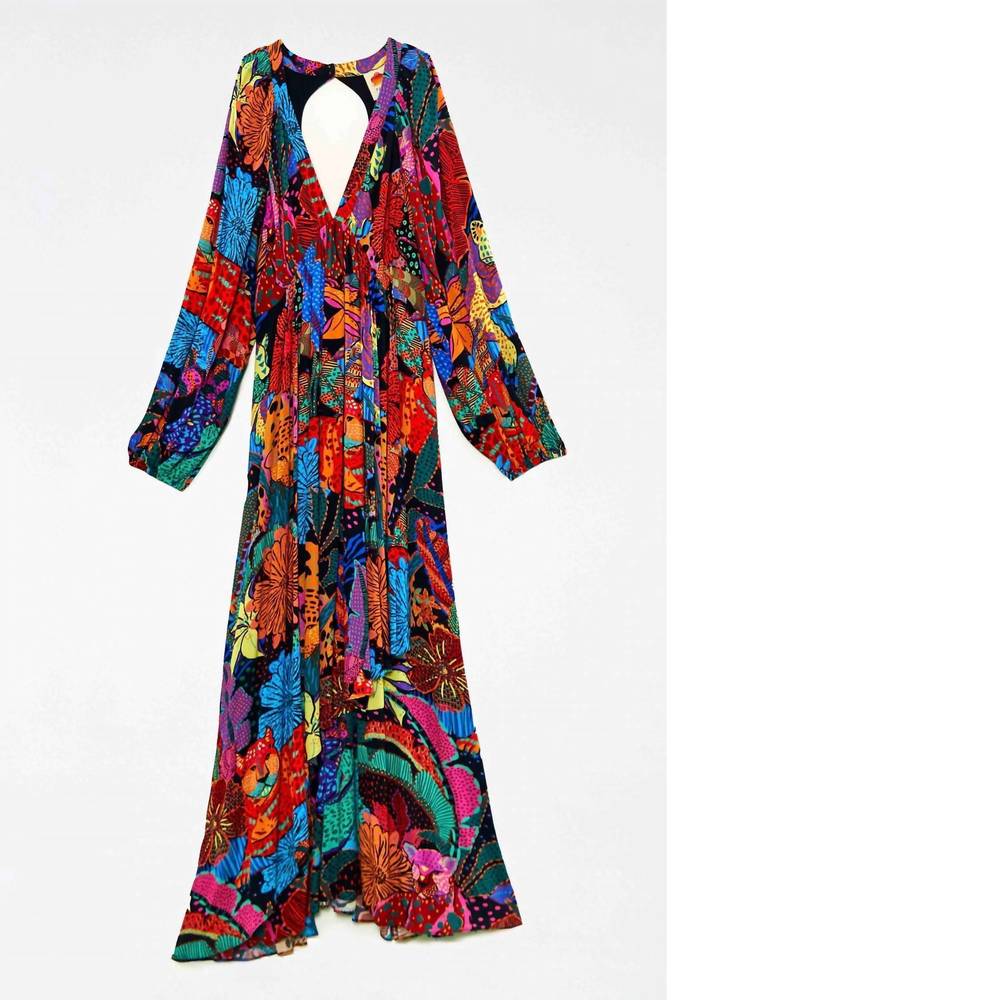 Nwt farm rio cool leopards v neck maxi dress in black - Picture 4 of 4